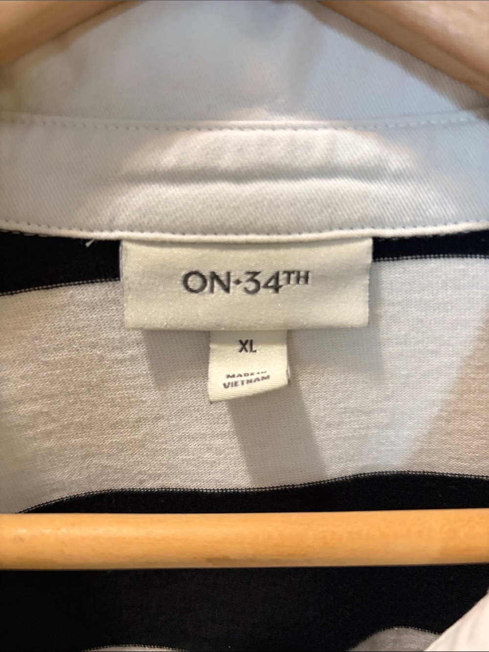 ON-34th Black & White Striped Button-Down Rugby Shirt - Picture 2 of 4